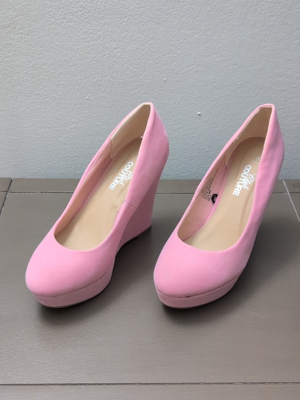 Pink Wedge Pumps by